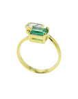 You and Me Emerald Diamond Engagement Ring 18K Gold