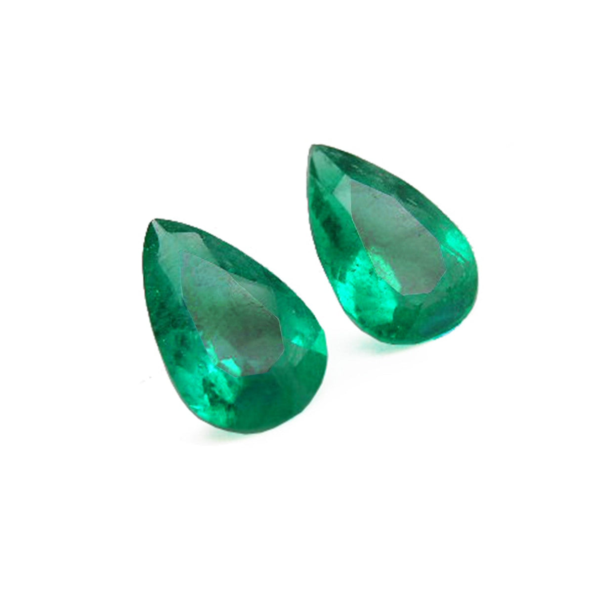 Pear shaped matched pair loose emeralds