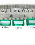 Loose natural emeralds matched set earrings pendant 4.18 Carats front side tables and crowns visibles with ruler sizer