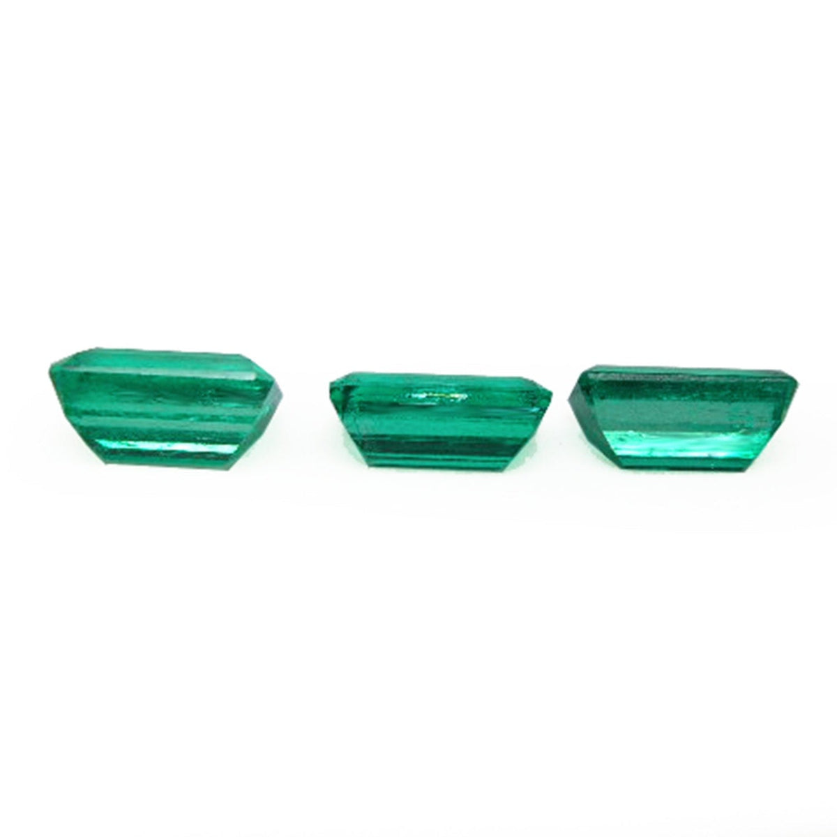 Loose natural emeralds matched set earrings pendant 4.18 Carats underside girdles and pavilions visibles