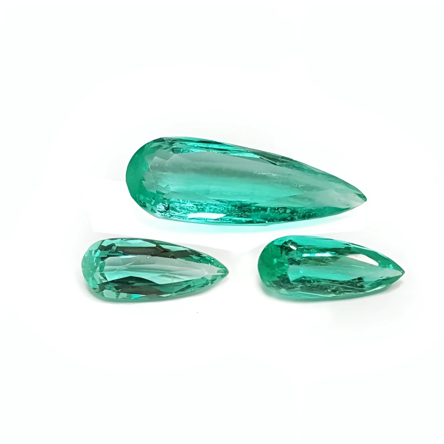 Loose emeralds pear shaped match Set, clean sparkling medium light color ideal for crafting a pendant and matching earrings.