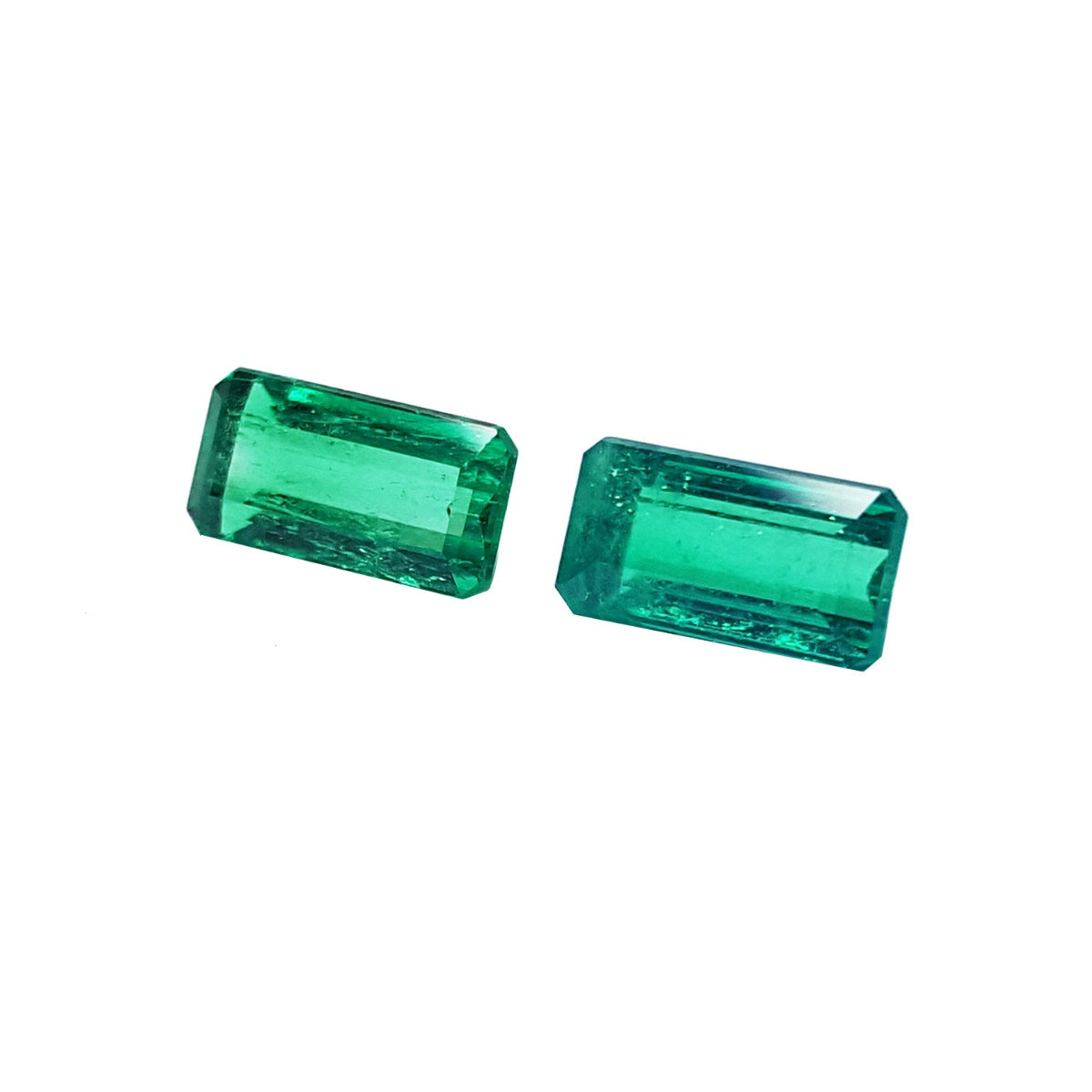 Matched Pair 2.08 ct. Natural Loose Emeralds Emerald-cut