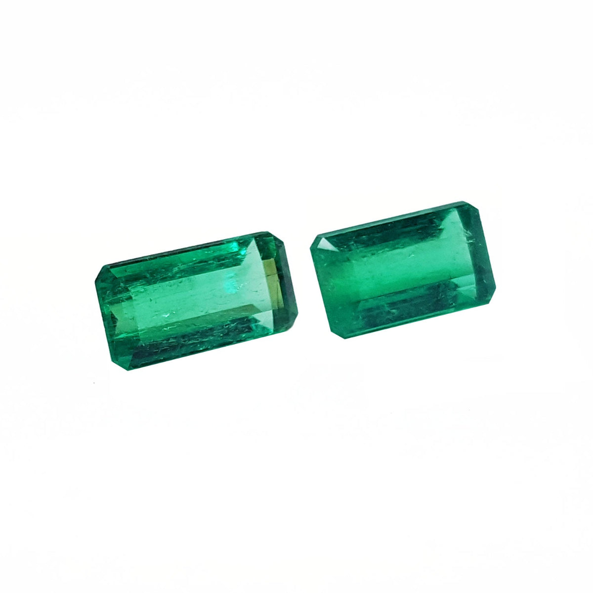 Matched Pair 2.08 ct. Natural Loose Emeralds Emerald-cut