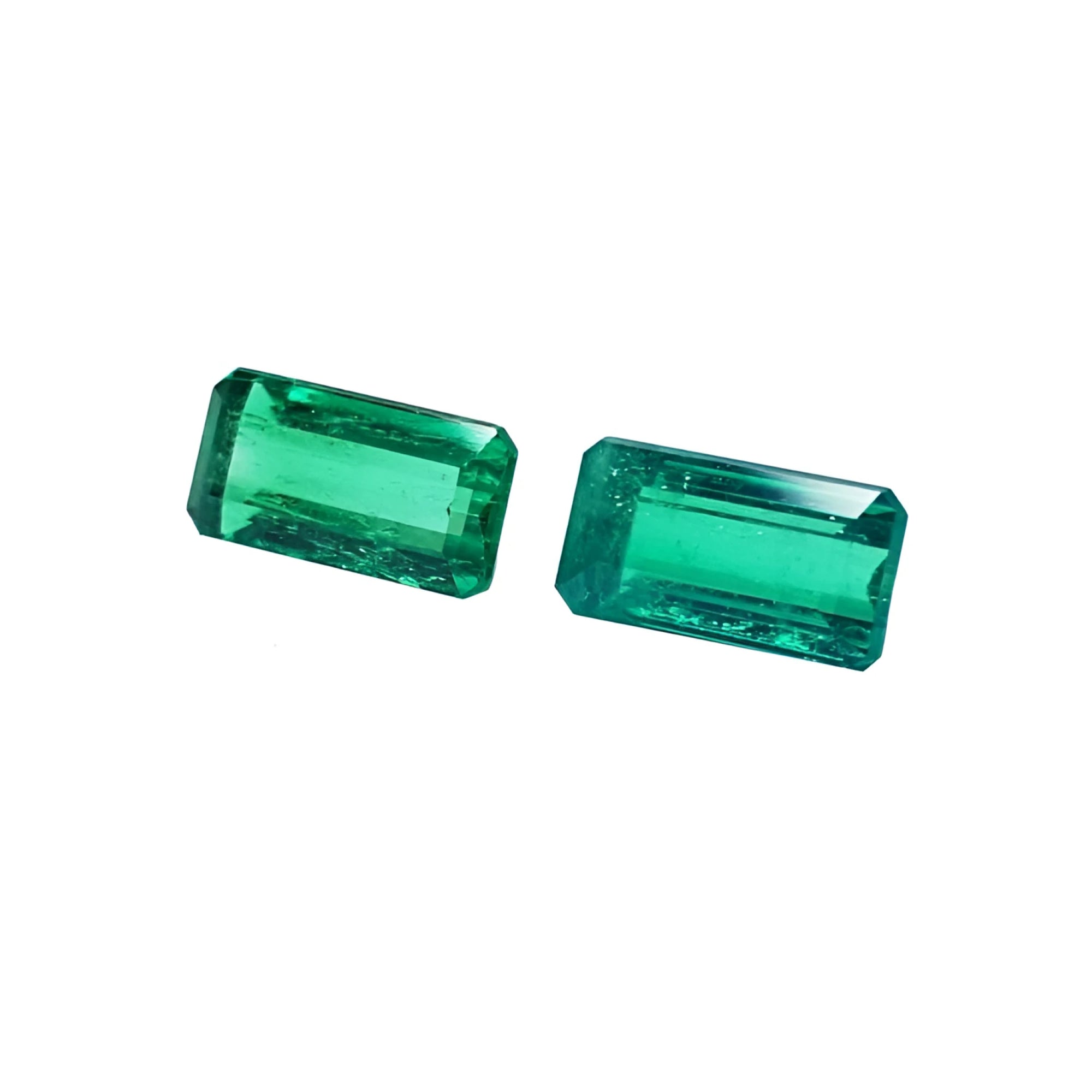 Matched Pair 2.08 ct. Natural Loose colombian emeralds Emerald-cut