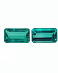 Emerald-cut matching pair loose emeralds from Muzo Colombia, for high quality earrings.