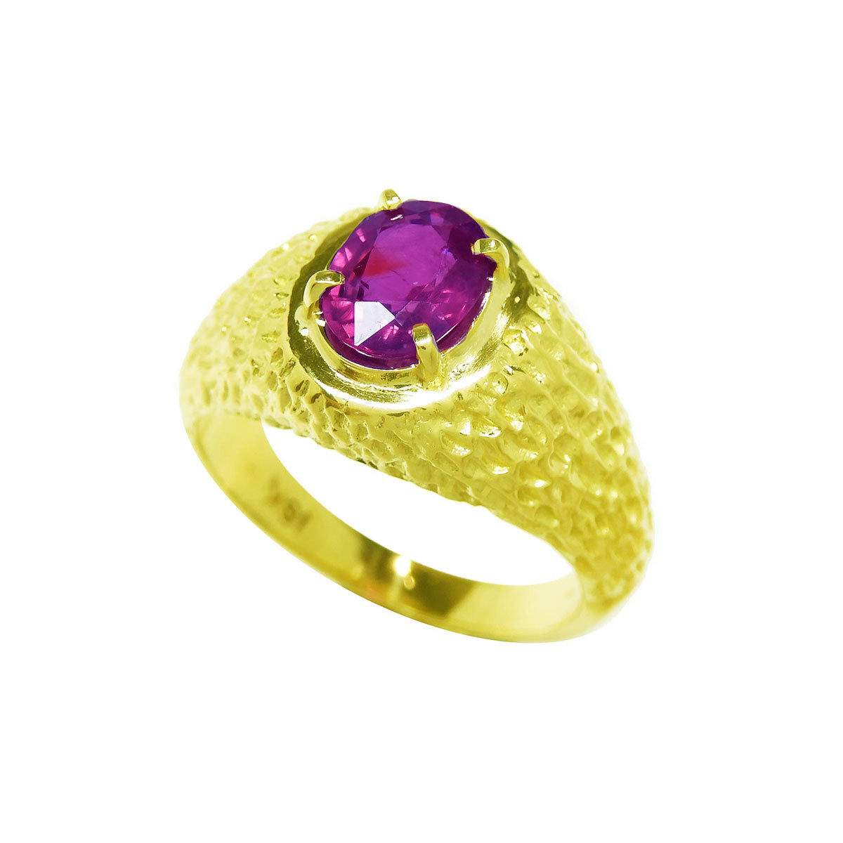 Men&#39;s Natural Ruby Ring 2.02 Carats Unisex-Solitaire Burma Oval cut 18K