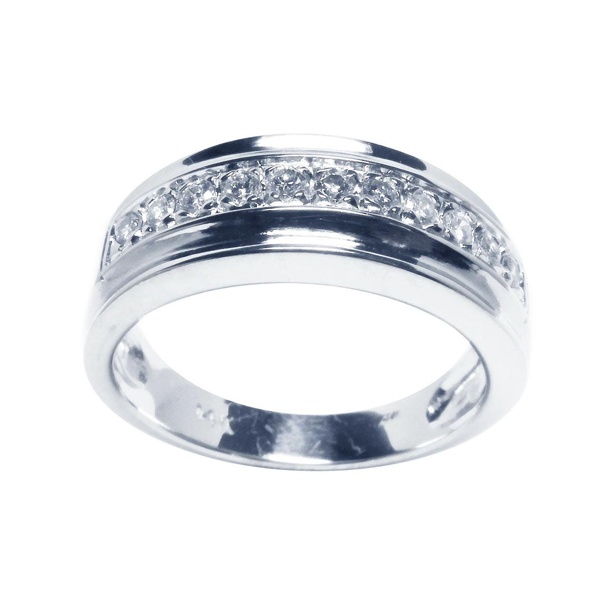 Natural Diamond Band Ring for Men in Solid 14K White Gold