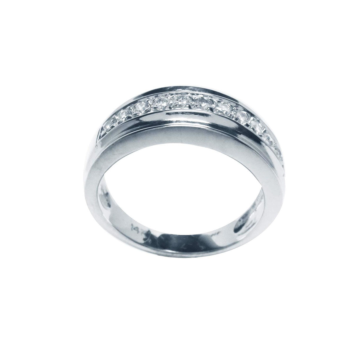 Natural Diamond Band Ring for Men in Solid 14K White Gold
