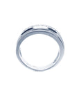 Natural diamond band ring for men in 14K white gold, plain lateral position