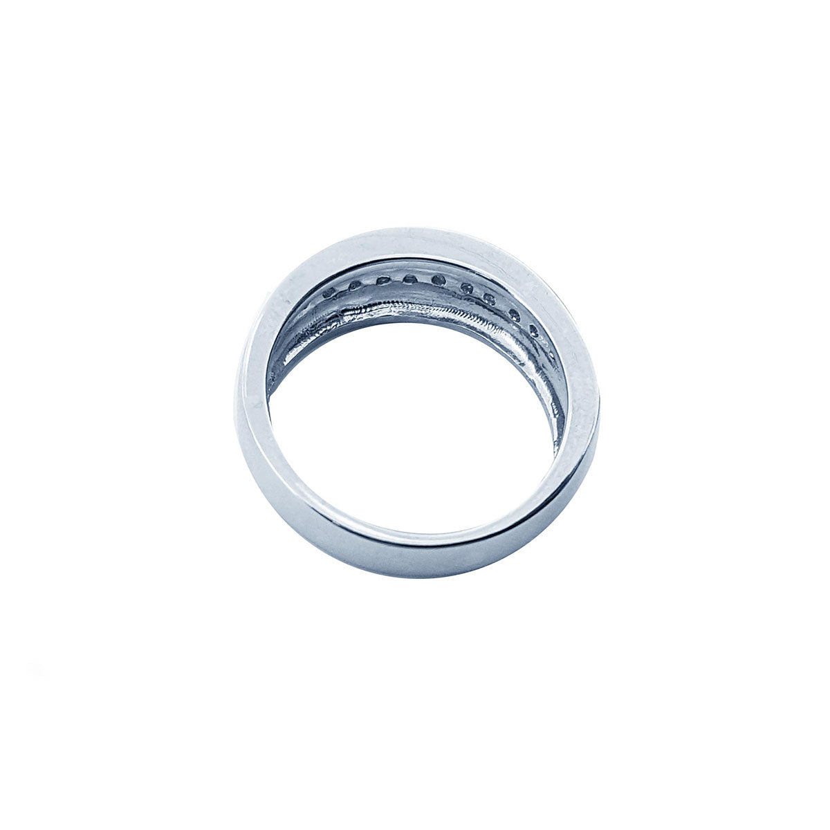 Natural diamond band ring for men in 14K white gold, underside gallery view