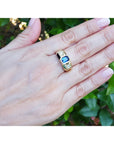 Natural Sapphire Ring for Men Bezel Set Side Round Cut Diamonds 14K Yellow Gold