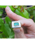 Men's Emerald Gemstone Ring 14K Yellow Gold Father’s Day gift floral design bezel set