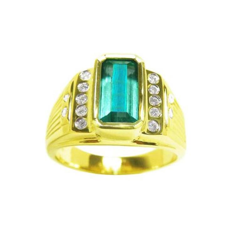 Men's emerald ring 1.97 carats crafted in 14k yellow gold USA made