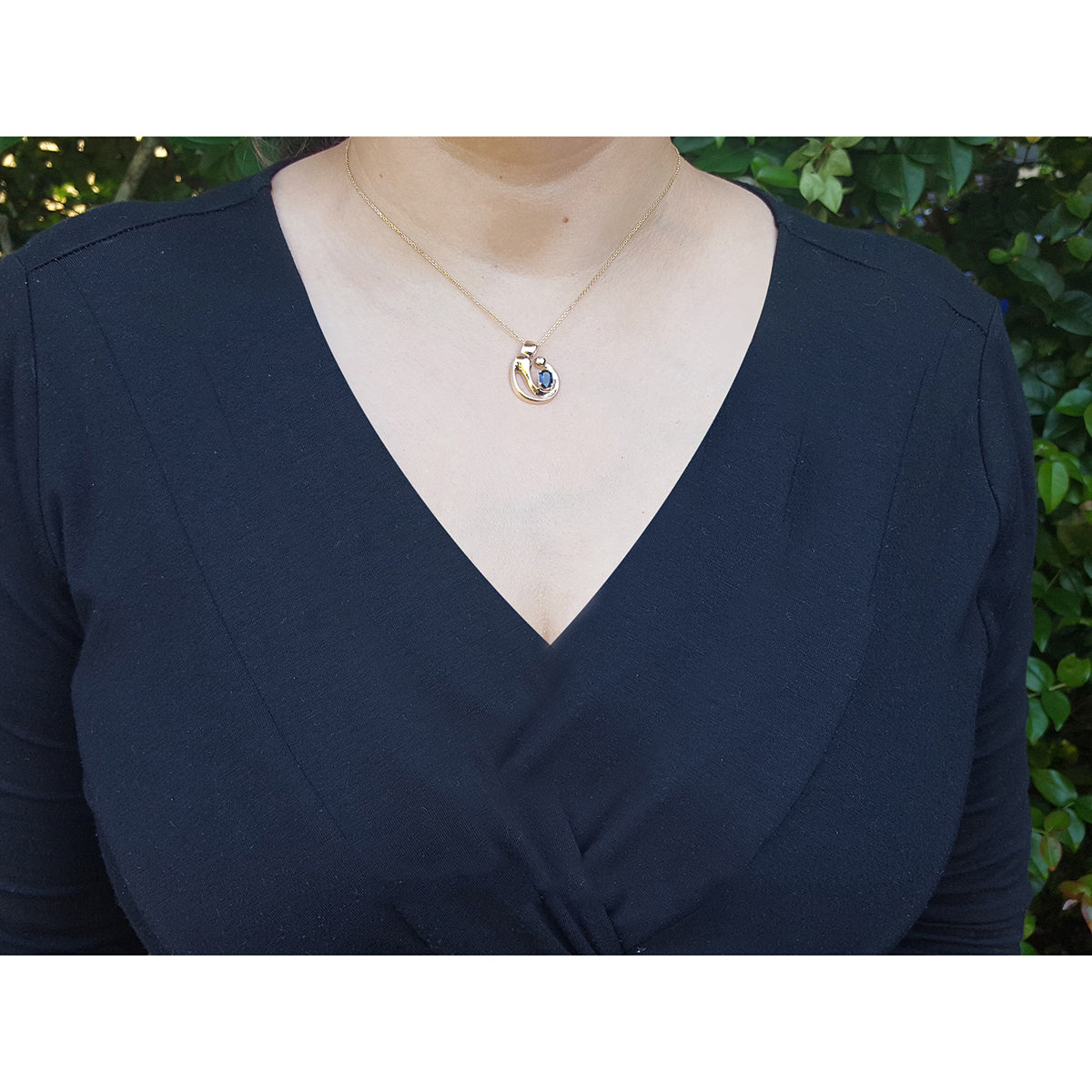 0.85 ct. Mother and Child Sapphire Necklace Slider Pendant Crafted in 14K Yellow Gold