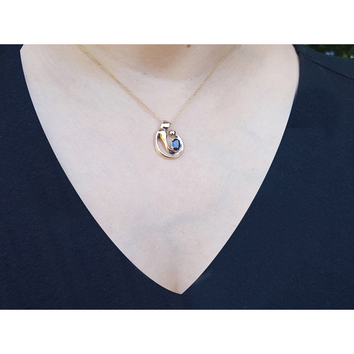 0.85 ct. Mother and Child Sapphire Necklace Slider Pendant Crafted in 14K Yellow Gold