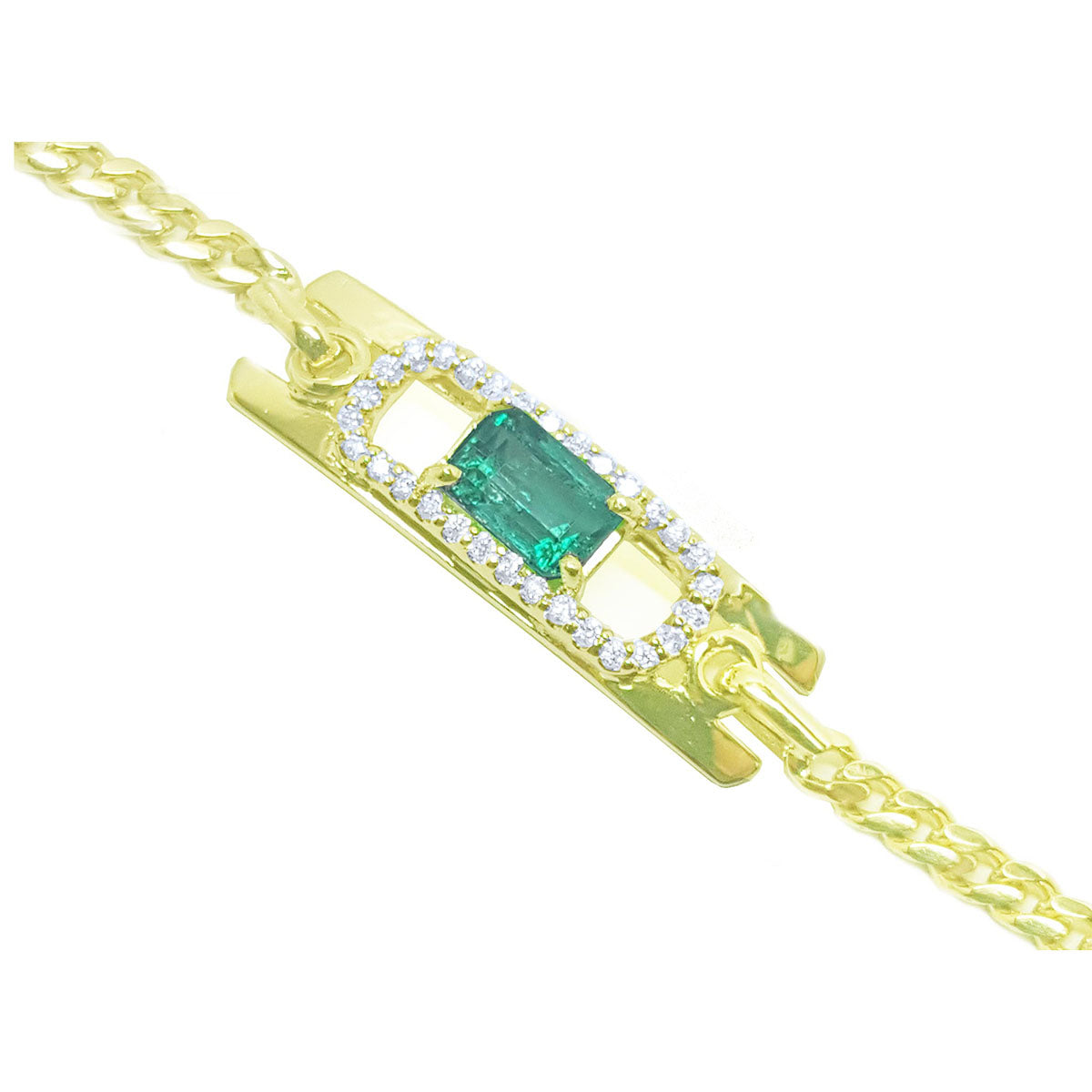 Muzo Colombian Emerald Bracelet 0.72 Carat and Natural Diamonds made in 14K Yellow Gold