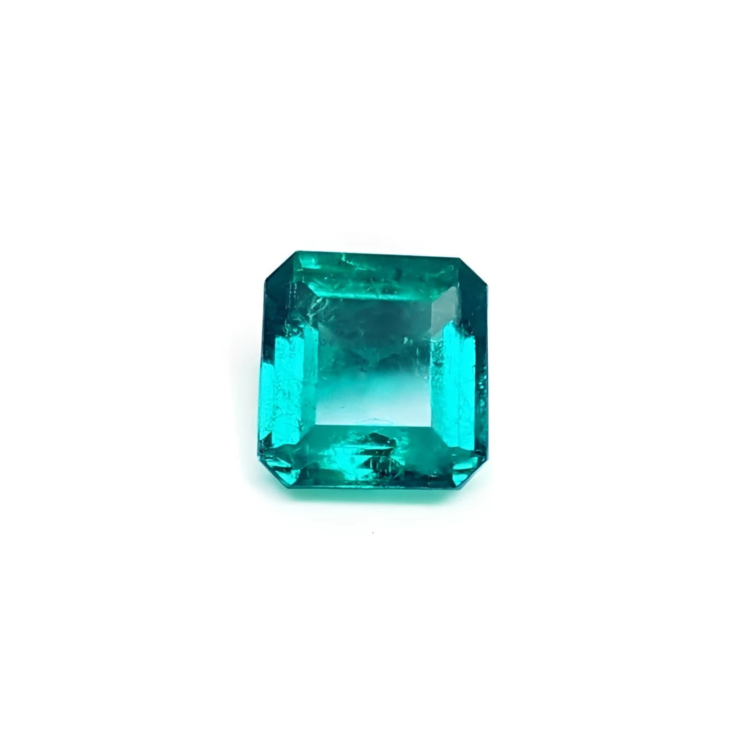 Emerald-cut Muzo mine loose Colombian emerald medium-deep bluish green / excellent brightness and beautiful color.