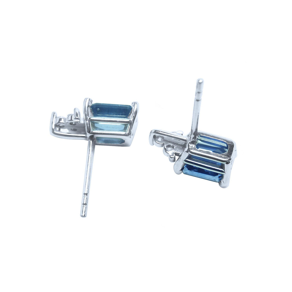2.16 Carats Blue Sapphire Earrings Natural Diamonds 14K White Gold