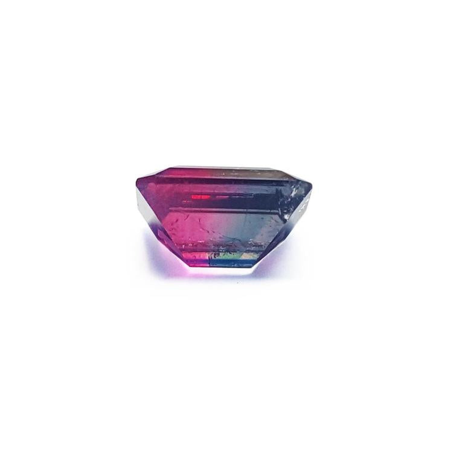 Natural watermelon tourmaline, 3.55 ct, with vibrant red and greenish-blue hues.