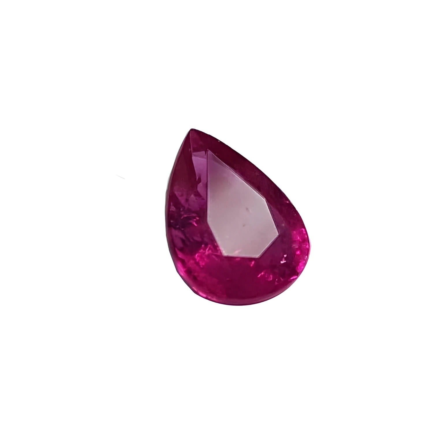 1.24 carat natural Burmese ruby, pear cut, with a brilliant medium red hue.