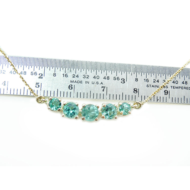 Emeralds Five Stone Necklace 1.58 Carats Muzo Colombia 14K Yellow Gold