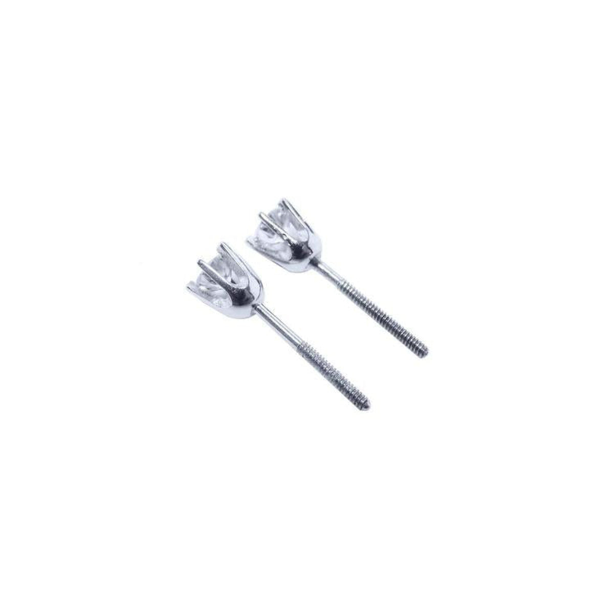 Pair of 14K white gold natural diamond stud earrings with six-prong settings and screw backs.