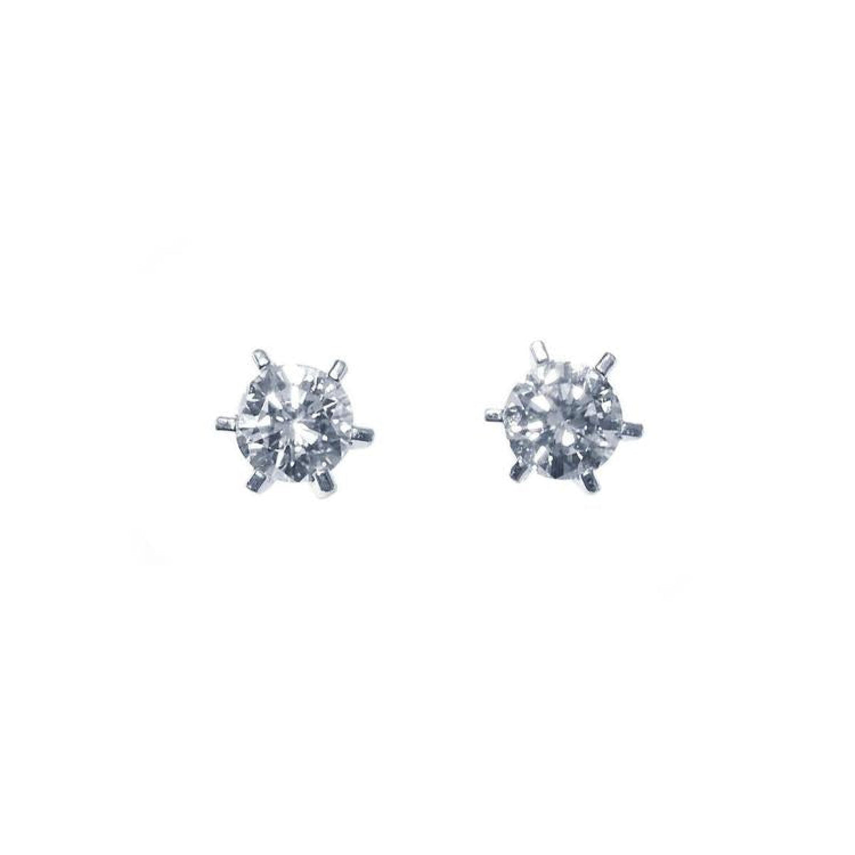 A pair of screw back natural diamond stud earrings crafted in 14k white gold.