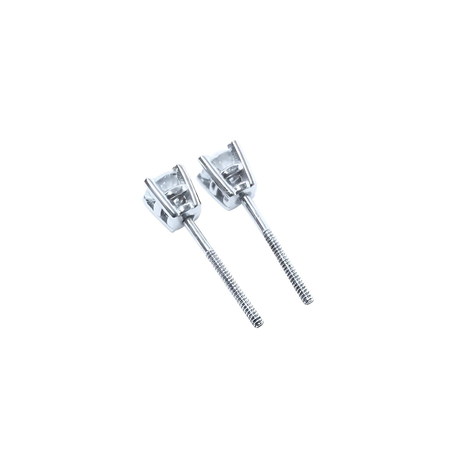 Pair of 0.46 ct natural diamond stud earrings with screw backs, set in 14K white gold.