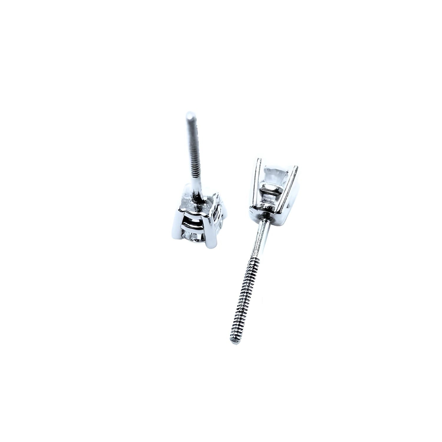 Pair of 0.46 ct natural diamond stud earrings with screw backs in 14K white gold.
