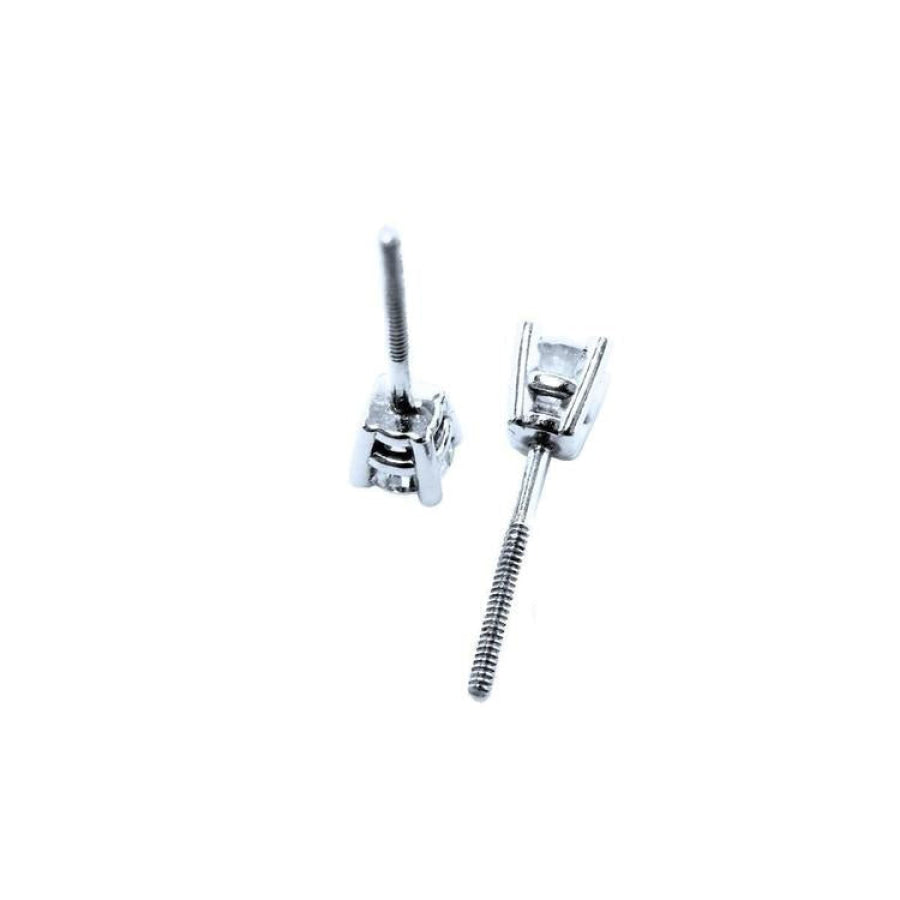 Pair of 0.46 ct natural diamond stud earrings with screw backs in 14K white gold.