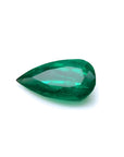 Natural emerald pear cut from muzo mine Colombia, eye-clean gemstone vivid bluish-green color.