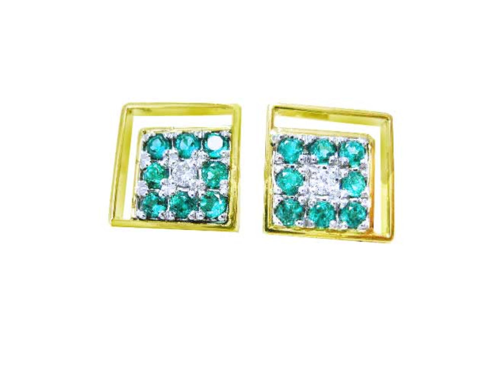 Genuine Colombian emerald cufflinks for men eight round cut natural sourced from the Muzo mines in Colombia square design