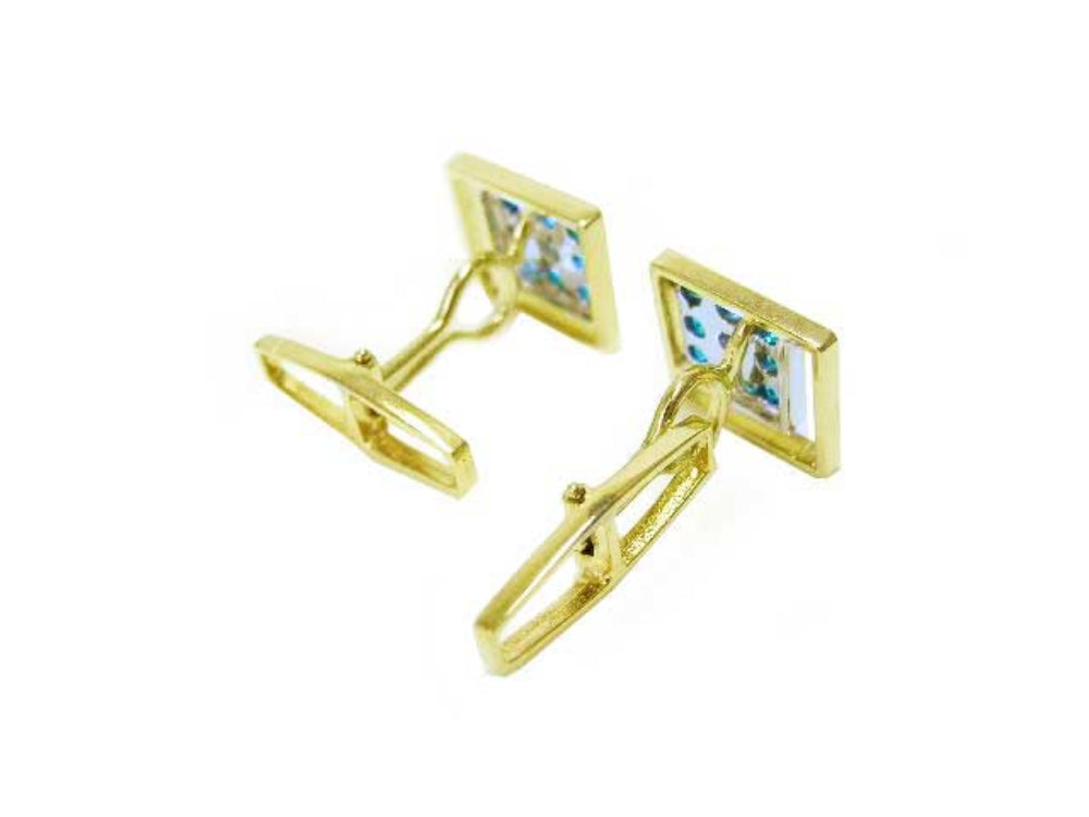 Unisex From Muzo mines Colombian emeralds cufflinks eight round cut natural sourced in square design