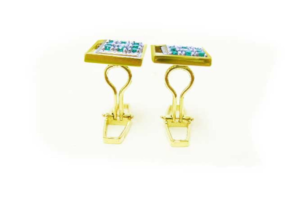 Cufflinks Natural emeralds from Colombia eight round cut sourced from the Muzo mines in square design
