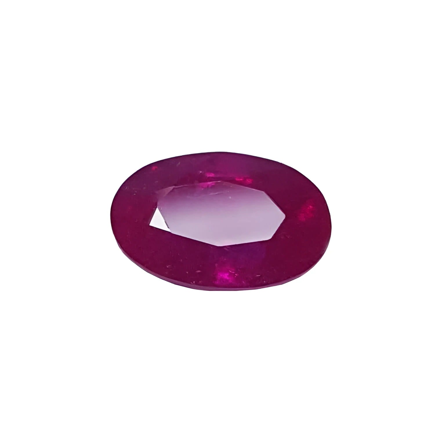 2.12 carat loose natural ruby, oval cut, rich red medium deep sparkling color.