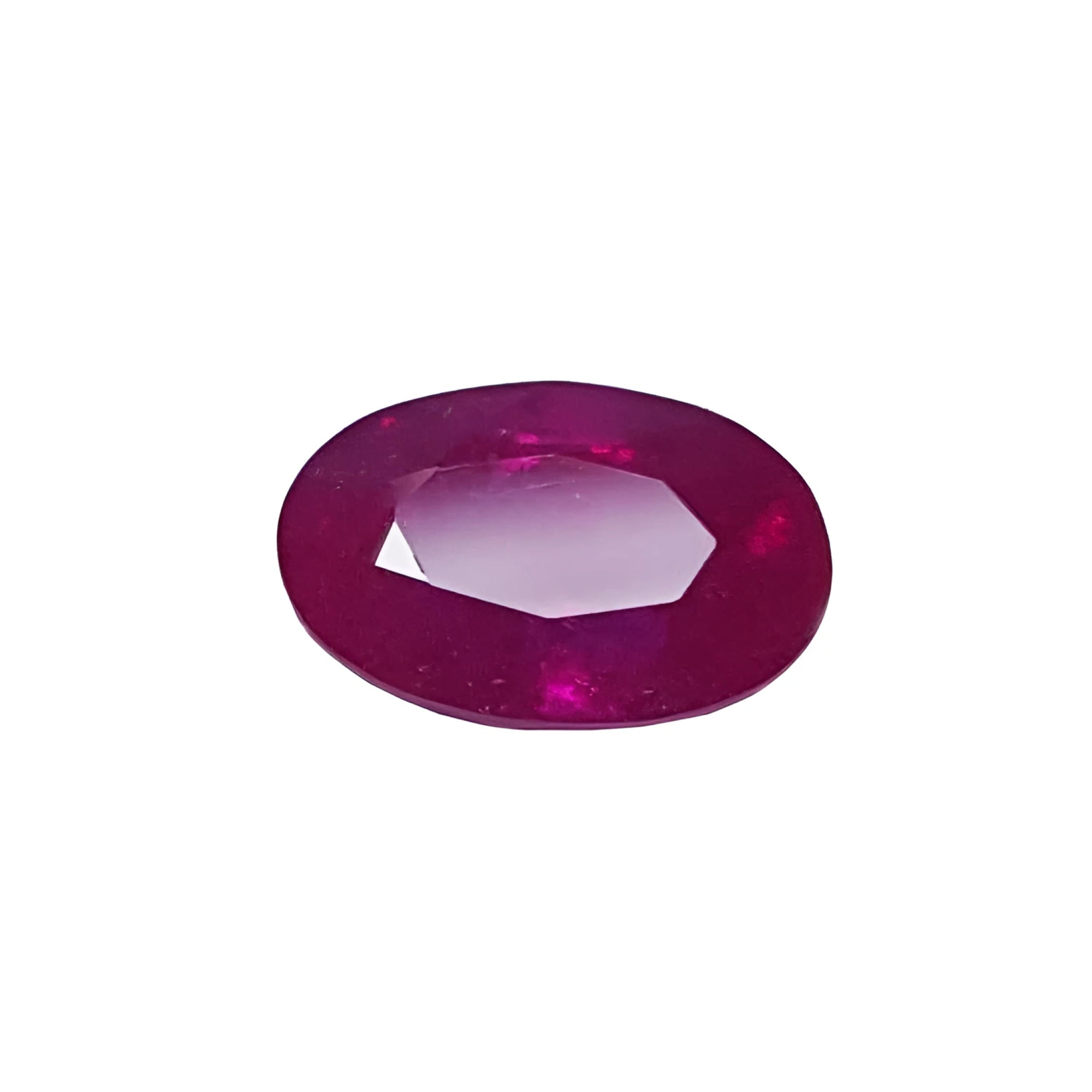 2.12 carat loose natural ruby, oval cut, rich red medium deep sparkling color.