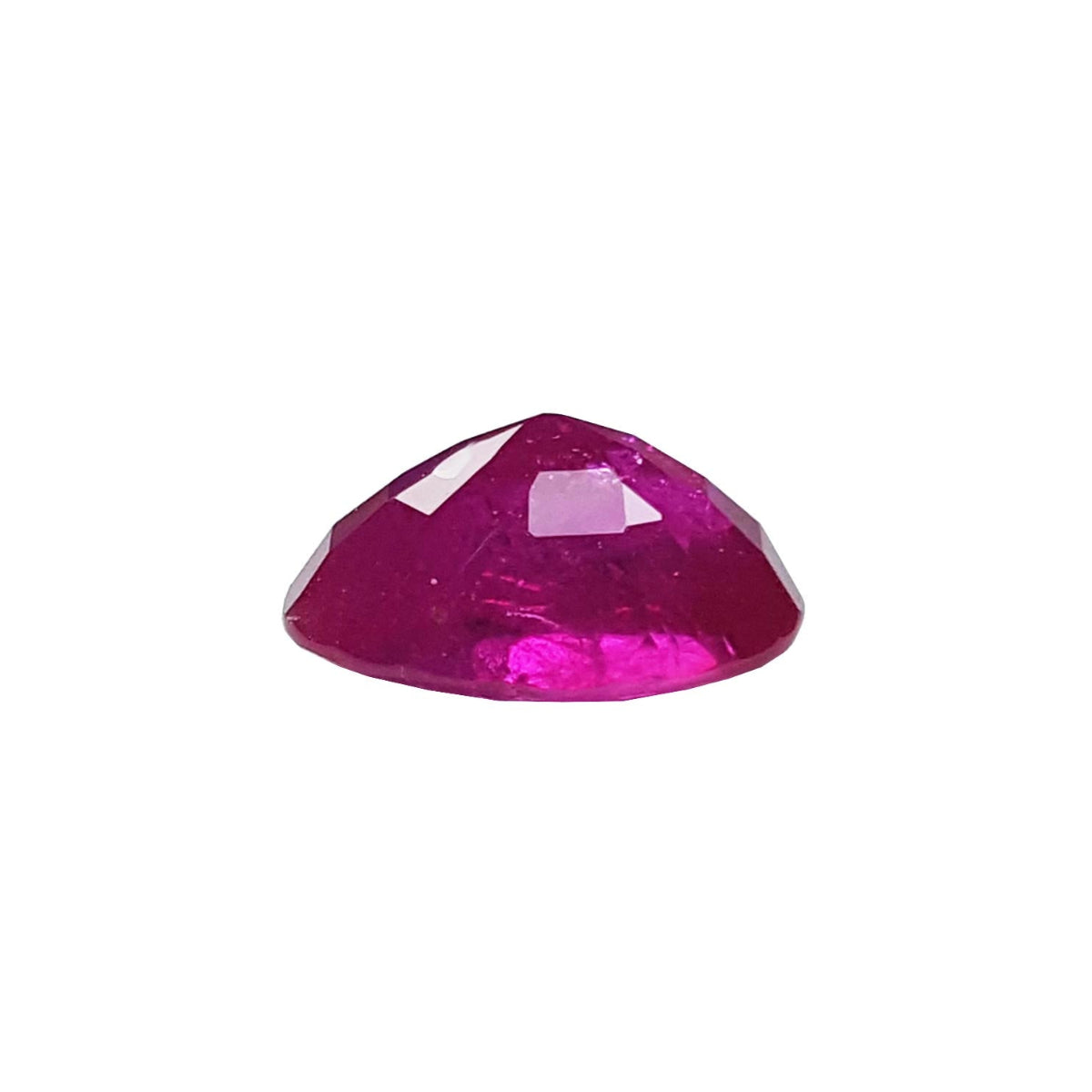 Loose natural ruby oval cut certified, upside-down pavilion exposed