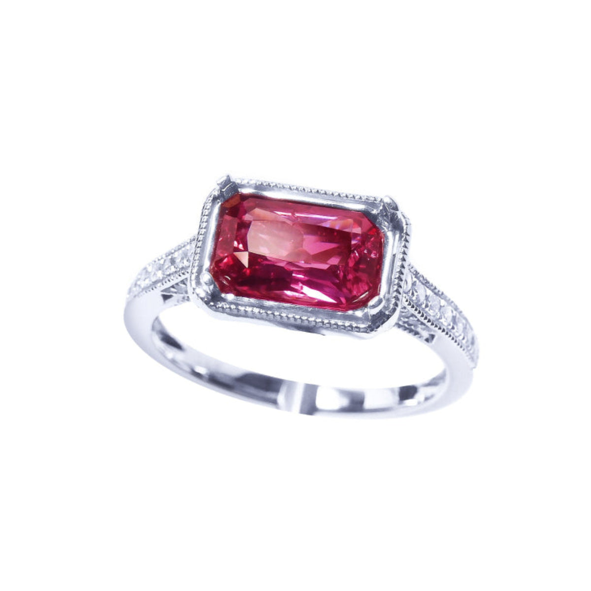 1.38 ct. GIA Certified Loose Natural Pink Sapphire Intense Vivid Color Fancy Emerald cut
