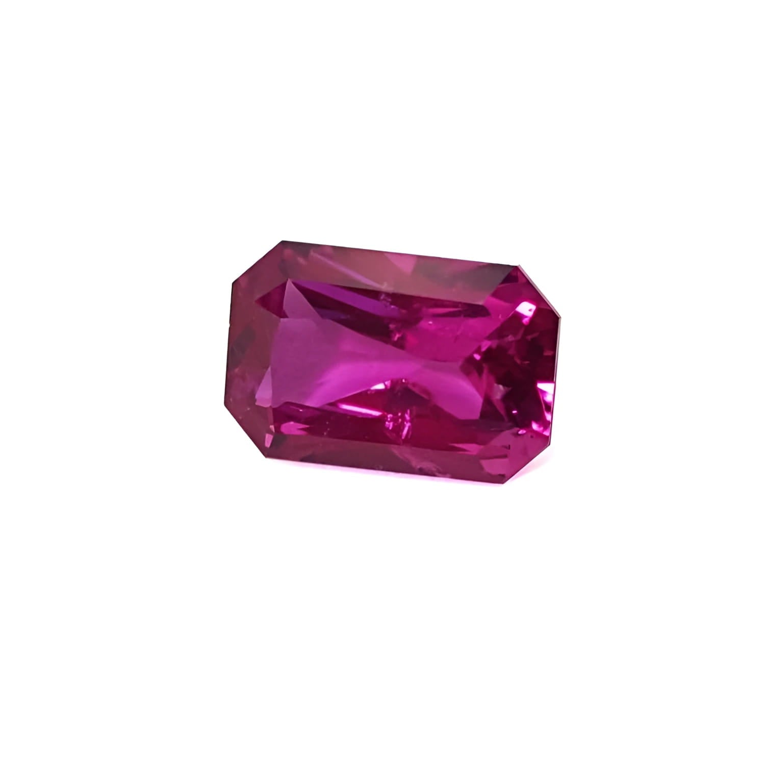 1.38 ct GIA certified loose natural purplish pink sapphire, modified fancy emerald cut.