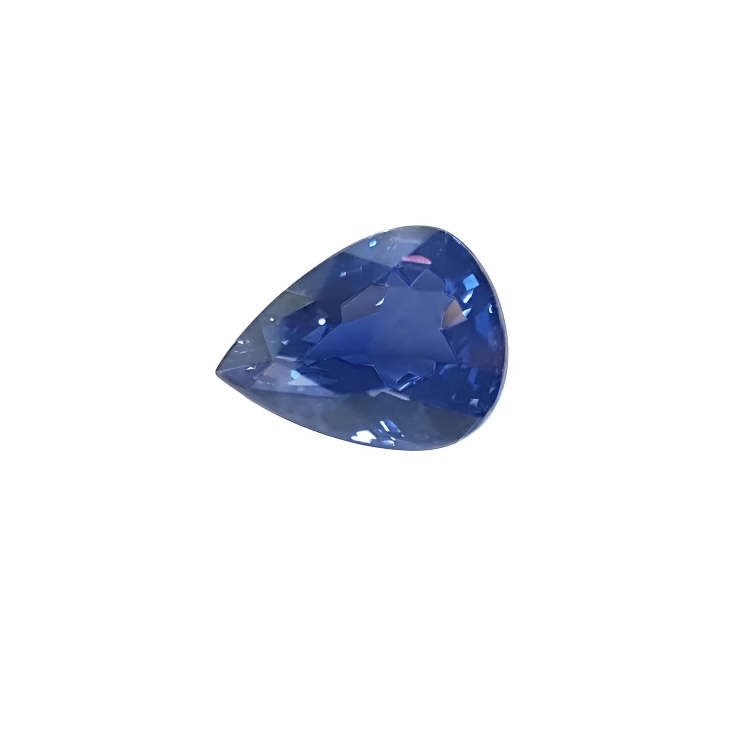 3.67 ct. natural deep blue pear-cut sapphire gemstone with brilliant facets.