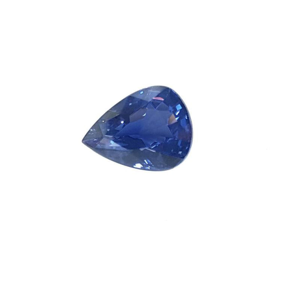 3.67 ct. natural deep blue pear-cut sapphire gemstone with brilliant facets.
