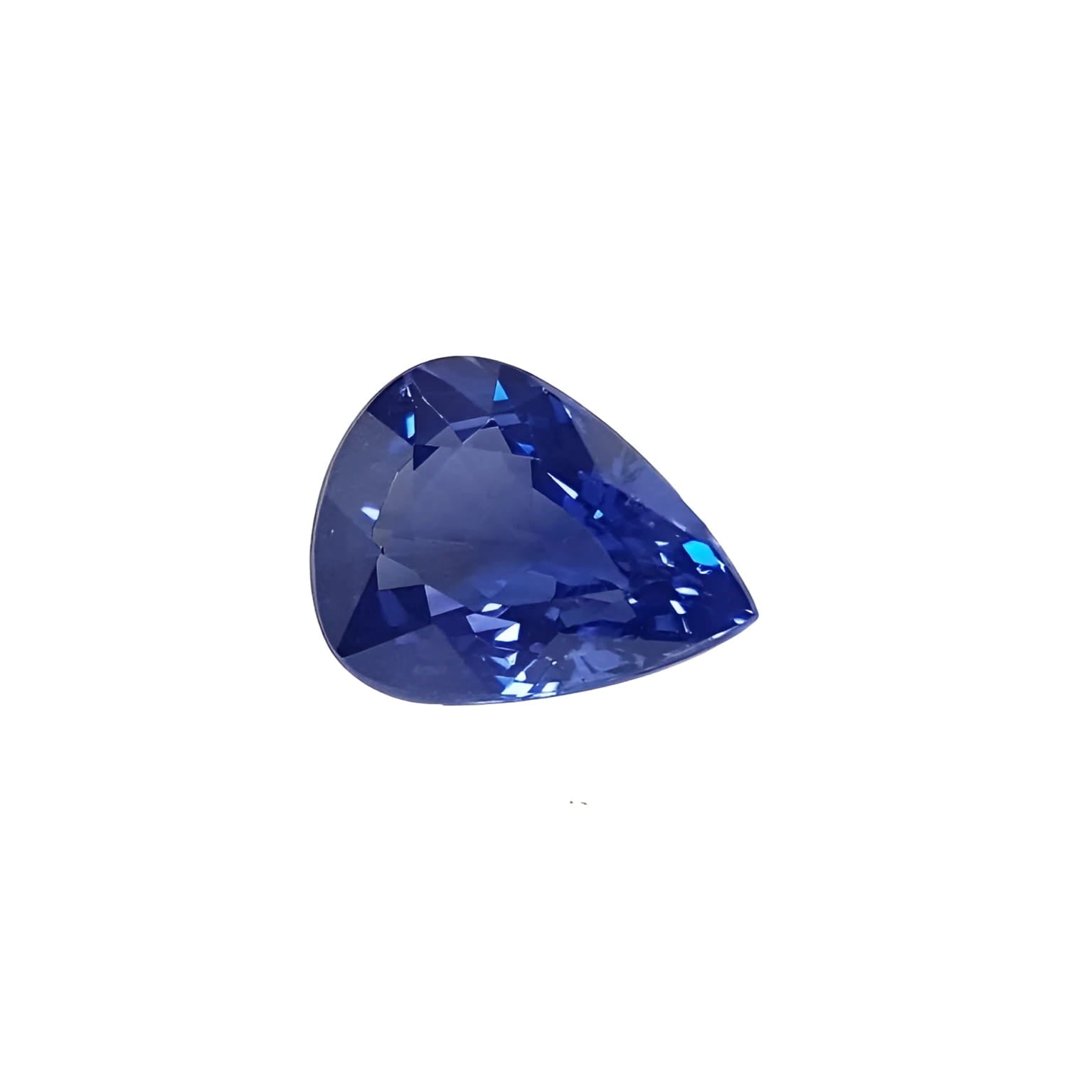 3.67 ct. loose natural pear-cut sapphire with a vivid deep blue color and brilliant facets.