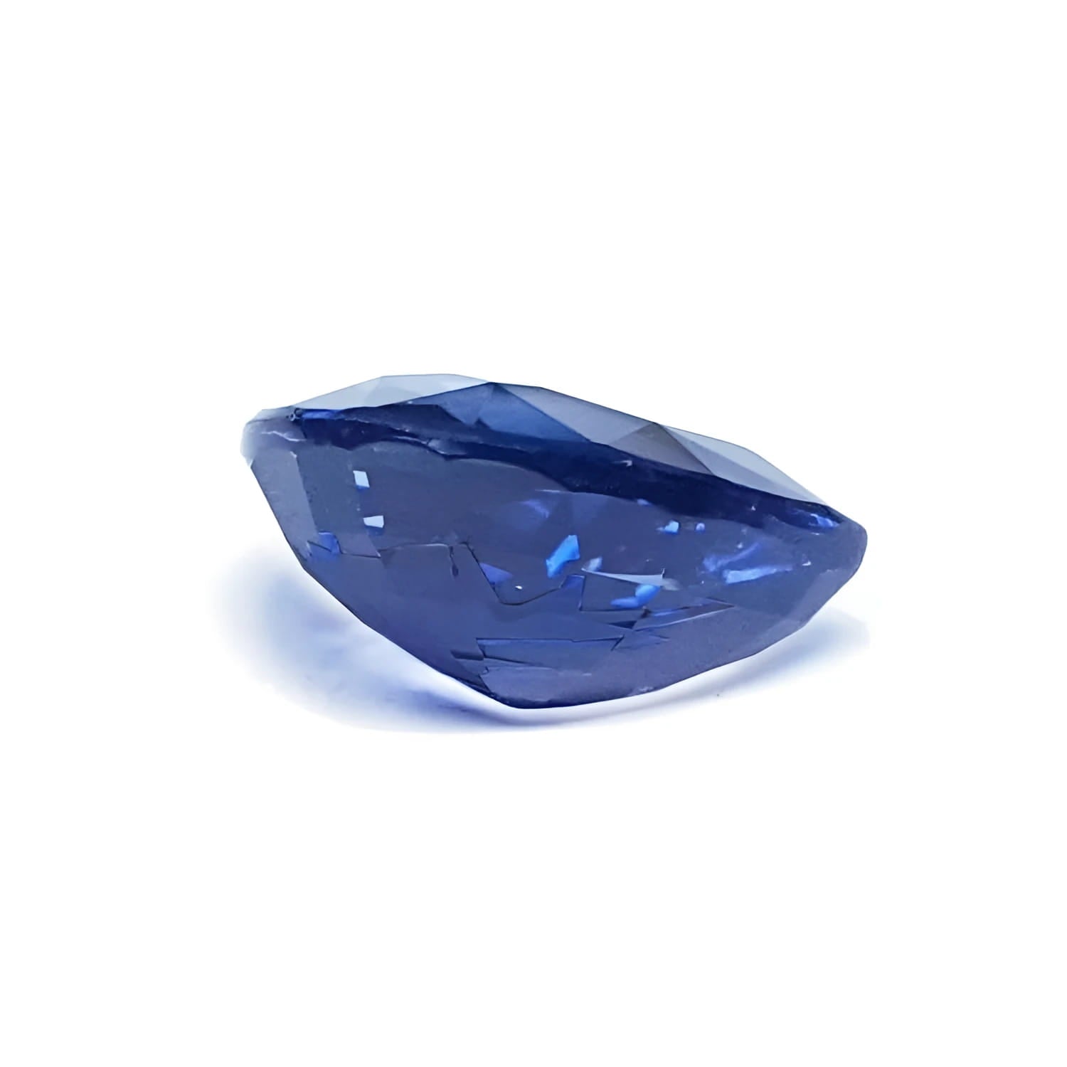 3.67 ct. loose natural pear-cut sapphire with a vivid deep blue color and brilliant facets.