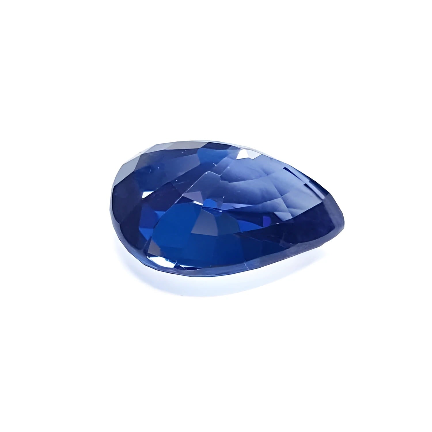 3.67 ct. loose natural pear-cut deep blue sapphire gemstone with brilliant facets.