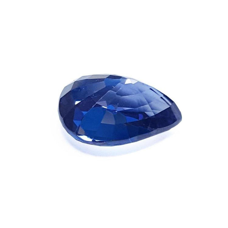 3.67 ct. loose natural pear-cut deep blue sapphire gemstone with brilliant facets.