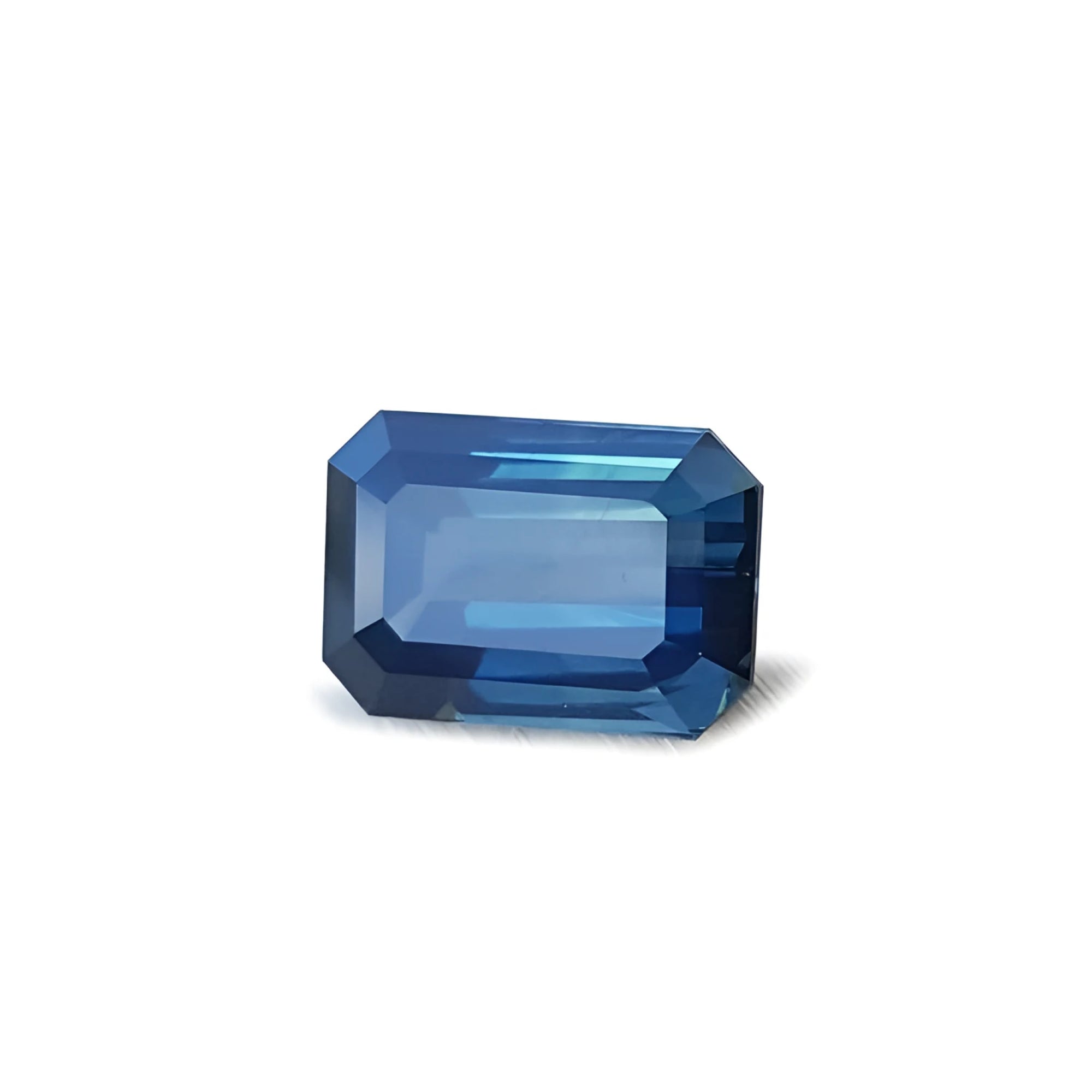 5.05 ct GIA certified deep blue-green emerald cut sapphire from Sri Lanka.