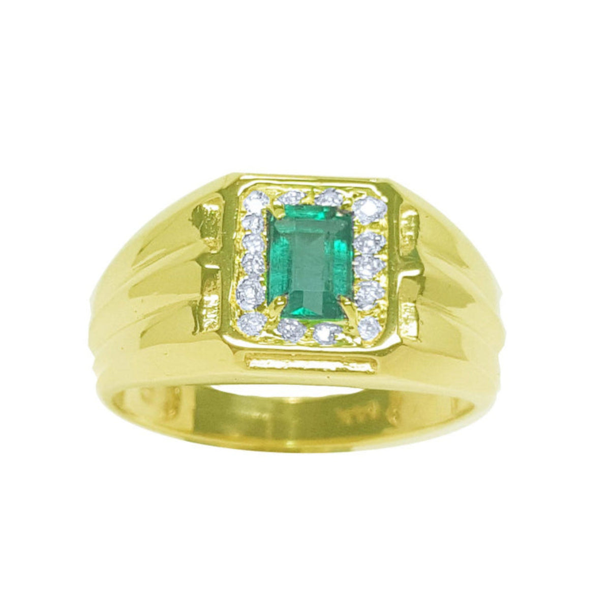 Men's emerald rings natural Colombian emerald Muzo mine 14k gold
