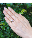 Natural You and Me Ruby Diamond Ring 18K Gold This two stone features a 1.02 ct Burma accentuated by teardrop side.