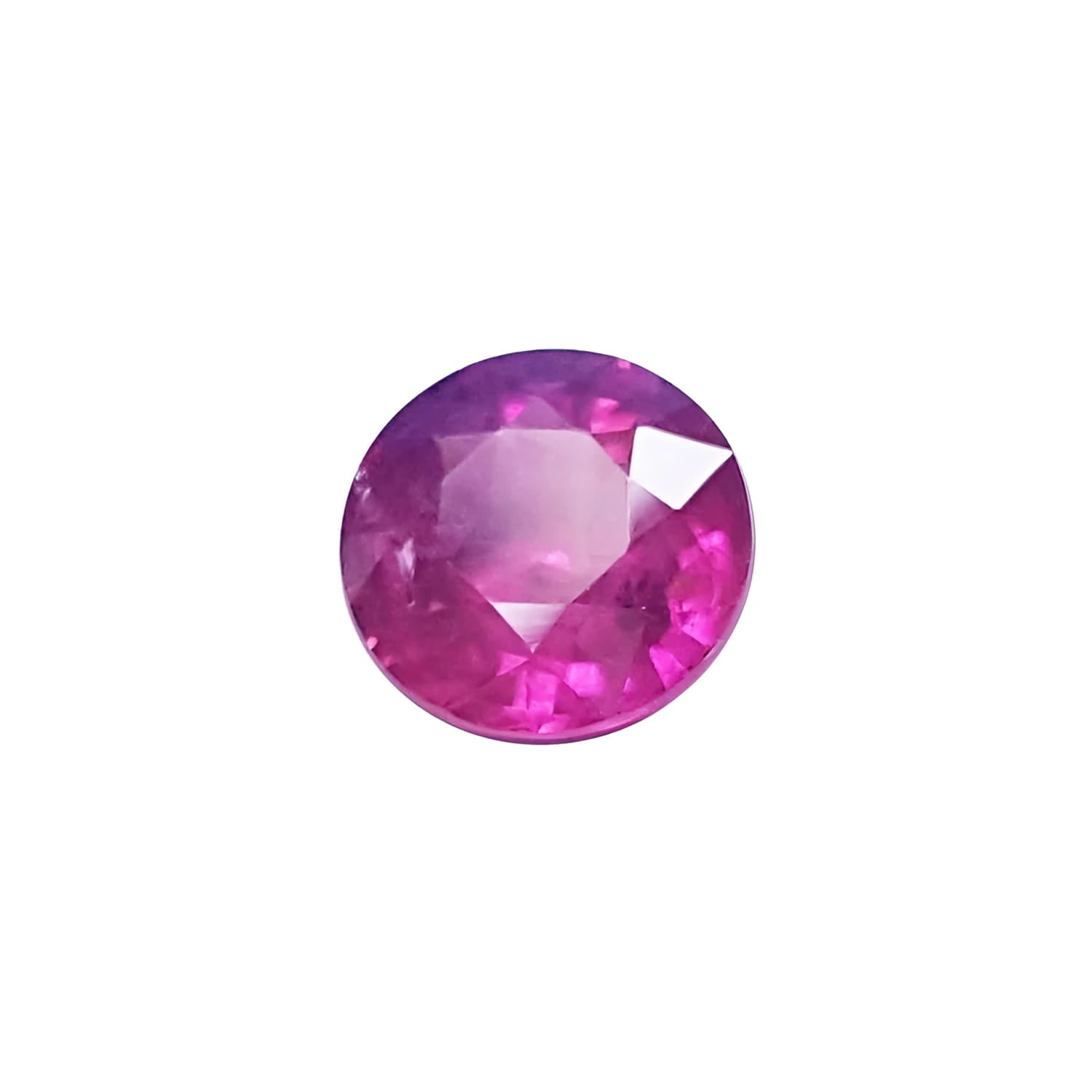 Vibrant 1.64 carat natural loose ruby, round cut, with a medium red hue and brilliant sparkle.