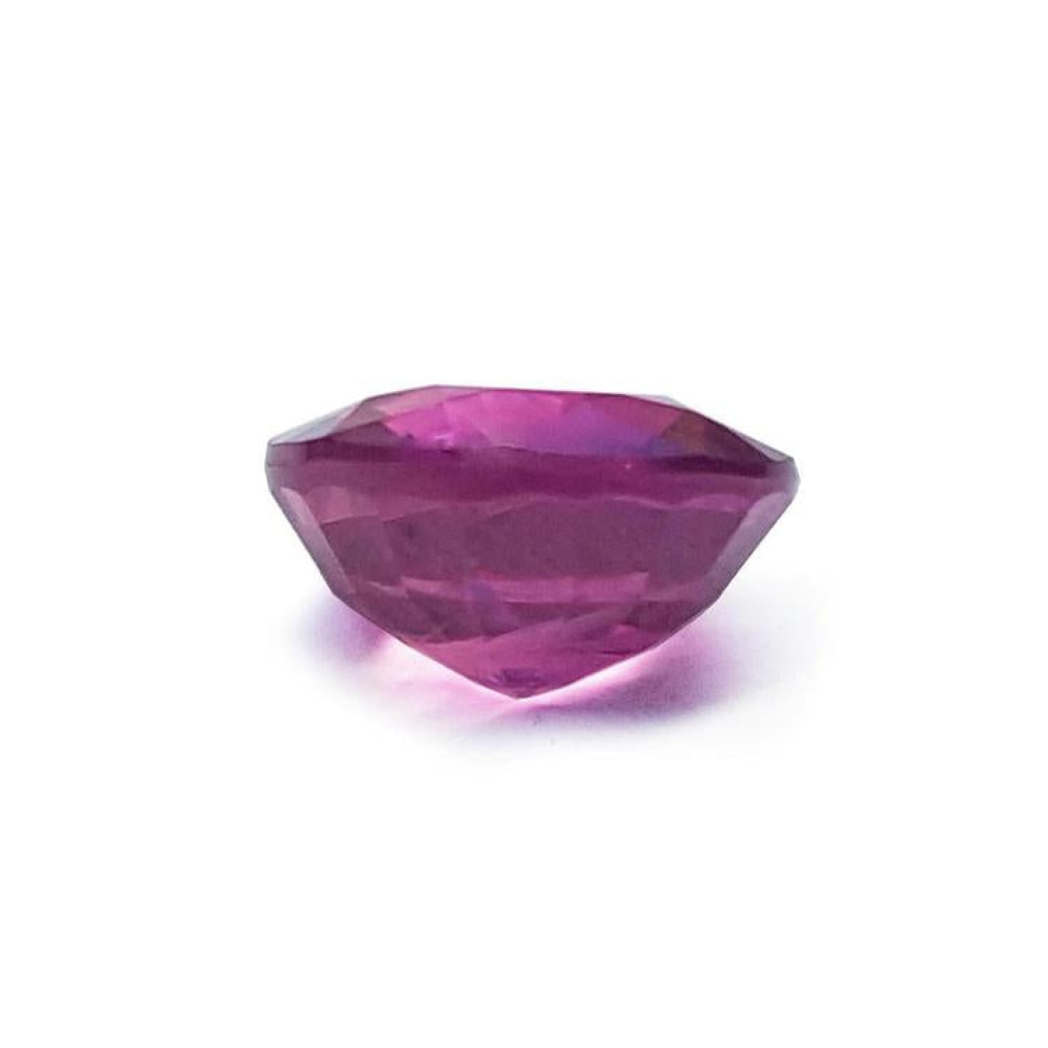1.64 carat natural loose ruby with a round cut and vibrant medium red hue.